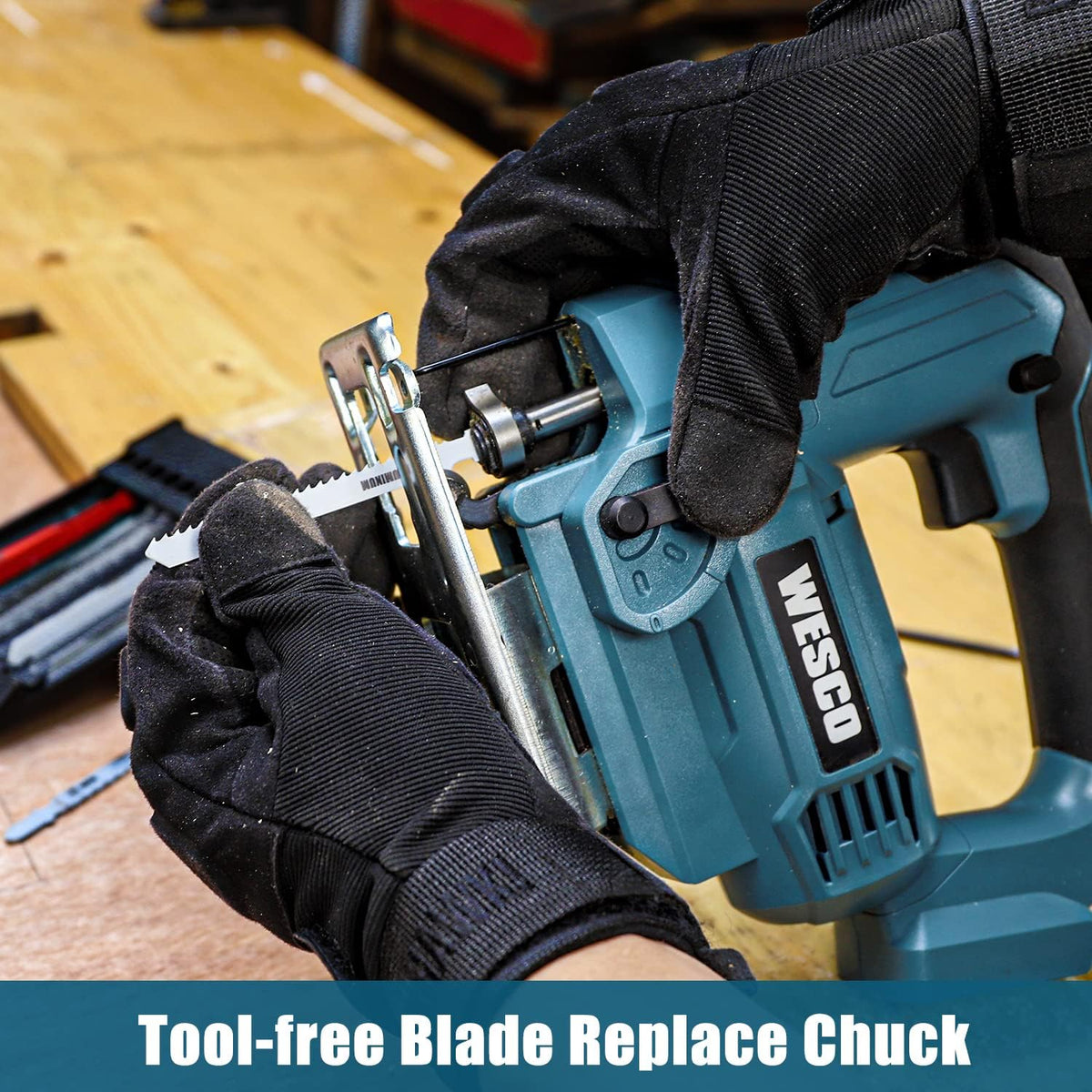 Cordless Jigsaw Tool with Battery, 2500SPM, ±45° Bevel, Adjustable Aluminum Base, LED Light, Pack of 2 G798804