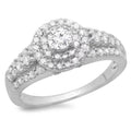 10K White Gold Diamond Halo Engagement Ring J924118