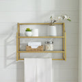 Soft Gold 2 Shelf Glass Metal Wall Shelf O56163