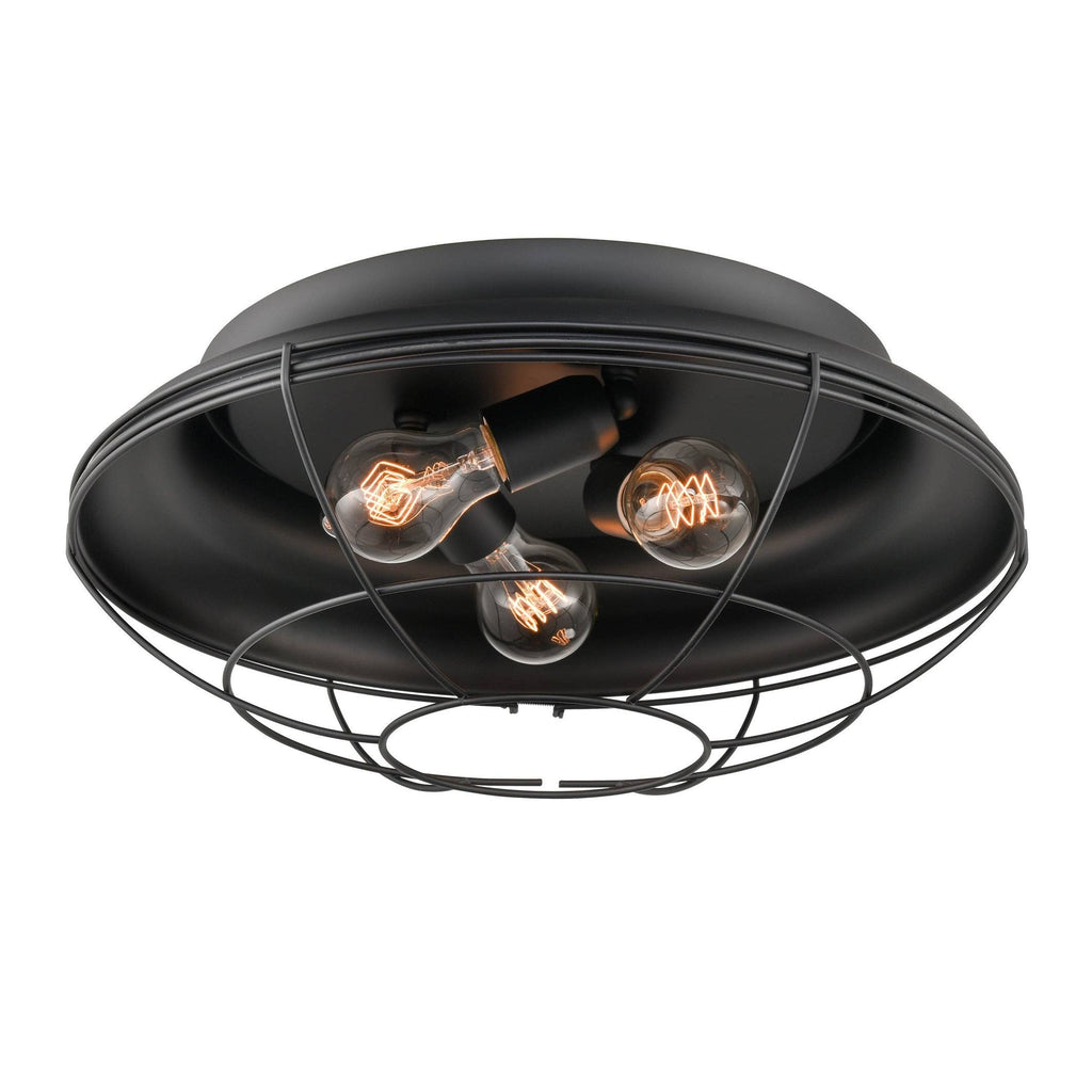 Matte Black 3 Light Flush Mount Lighting S556