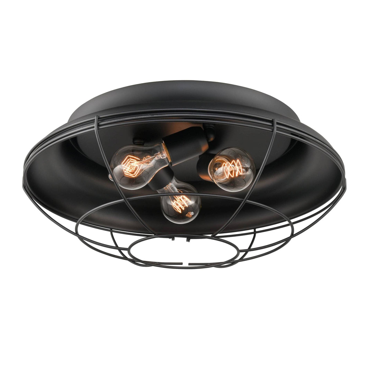 Matte Black 3 Light Flush Mount Lighting S556