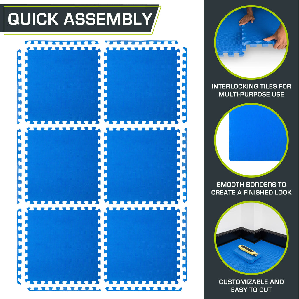 Blue 3/4-in Exercise Puzzle Mat 6 Tiles P274