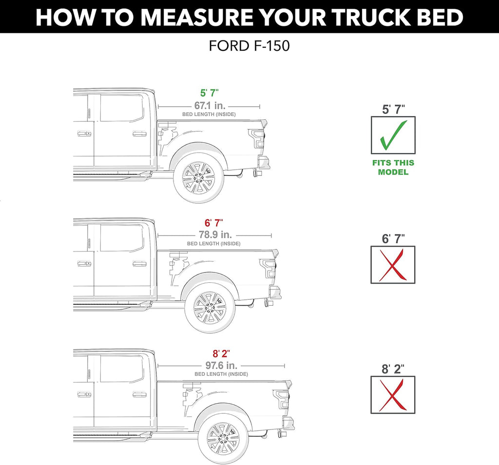 Hard Tri-Fold Truck Bed Tonneau Cover for Ford F-150 T7601