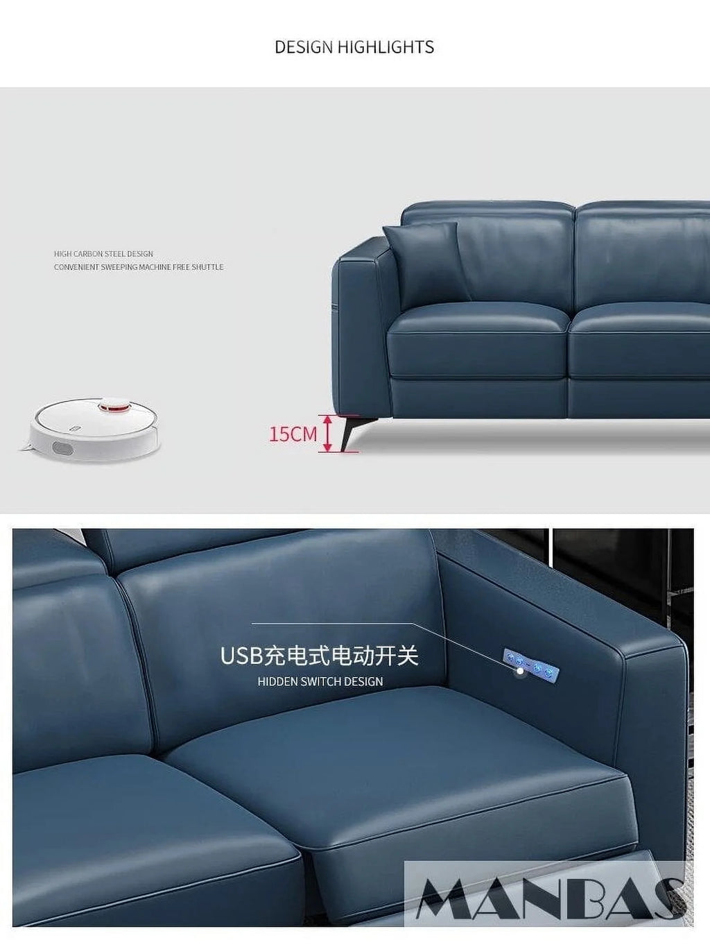 Italian Genuine Leather Recliner Sofa Set X3832