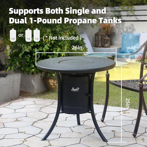 26 inch Black Round Propane Fire Pit X7121