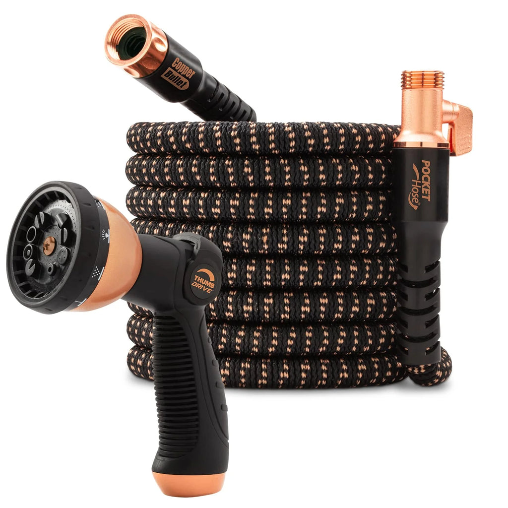 Copper Bullet Expandable Hose with Thumb Spray Nozzle 75 ft N26637