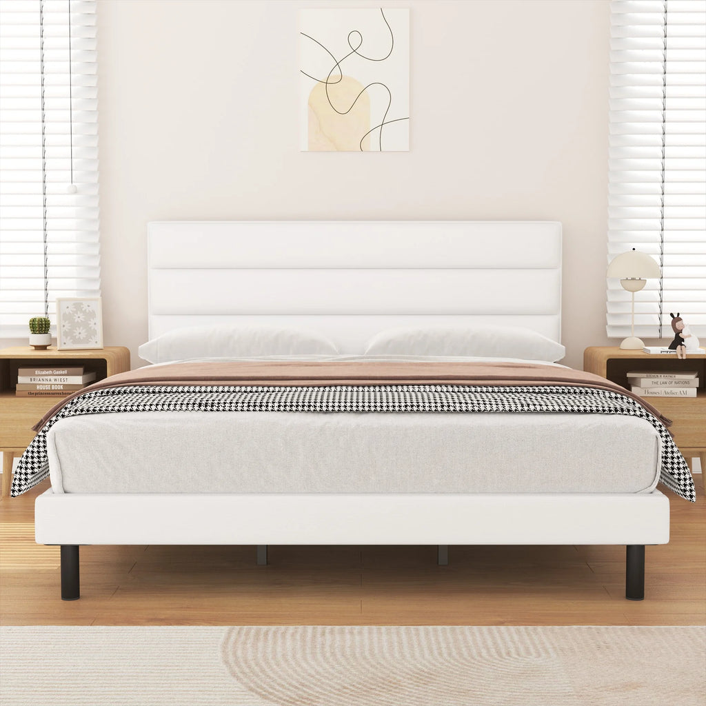 Twin Size Light Gray Upholstered Platform Bed Frame O974718