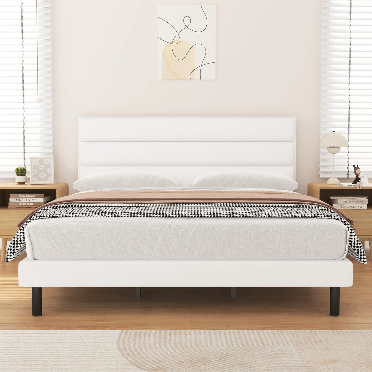 Twin Size Light Gray Upholstered Platform Bed Frame O974718