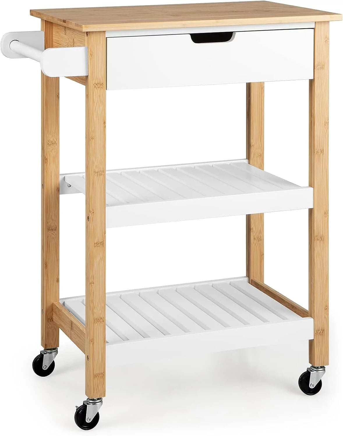 Rolling Bamboo Kitchen Cart with Storage W1986