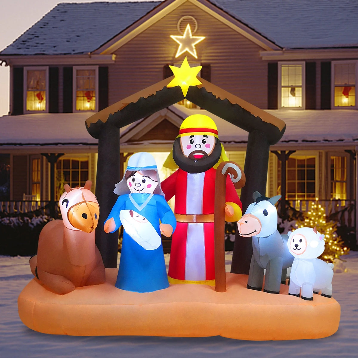 6ft Christmas Inflatables Nativity Scene with Build-in LEDs R5551