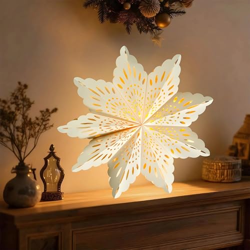 18Pcs 3D Paper Snowflake Lanterns with LED Lights G727442