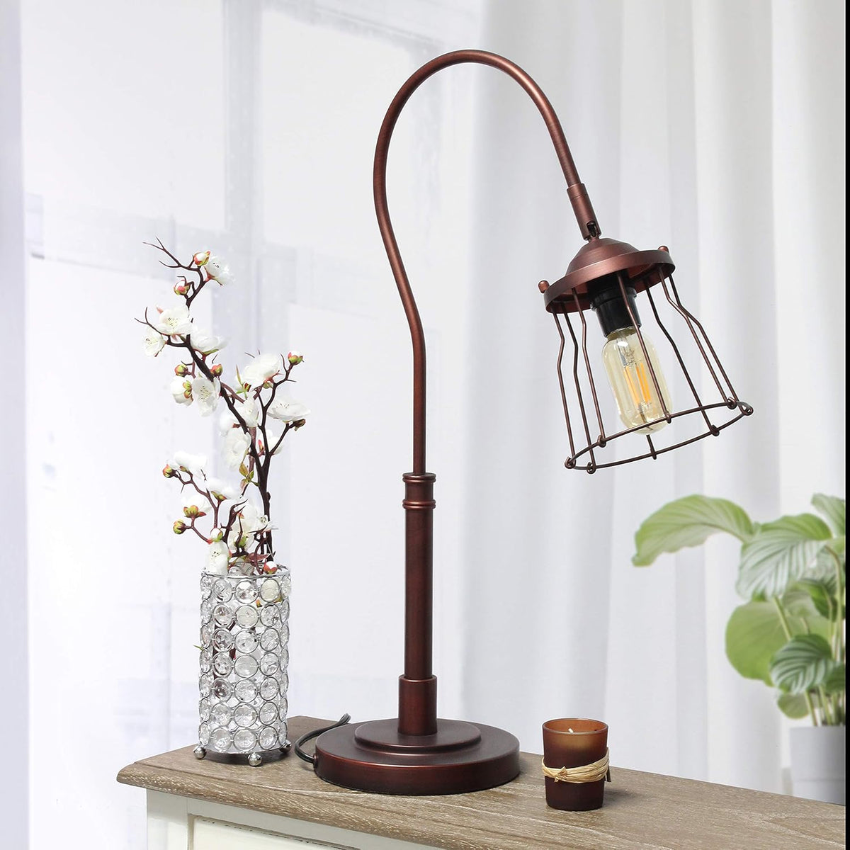 Red Bronze Open Cage Table Lamp B83214