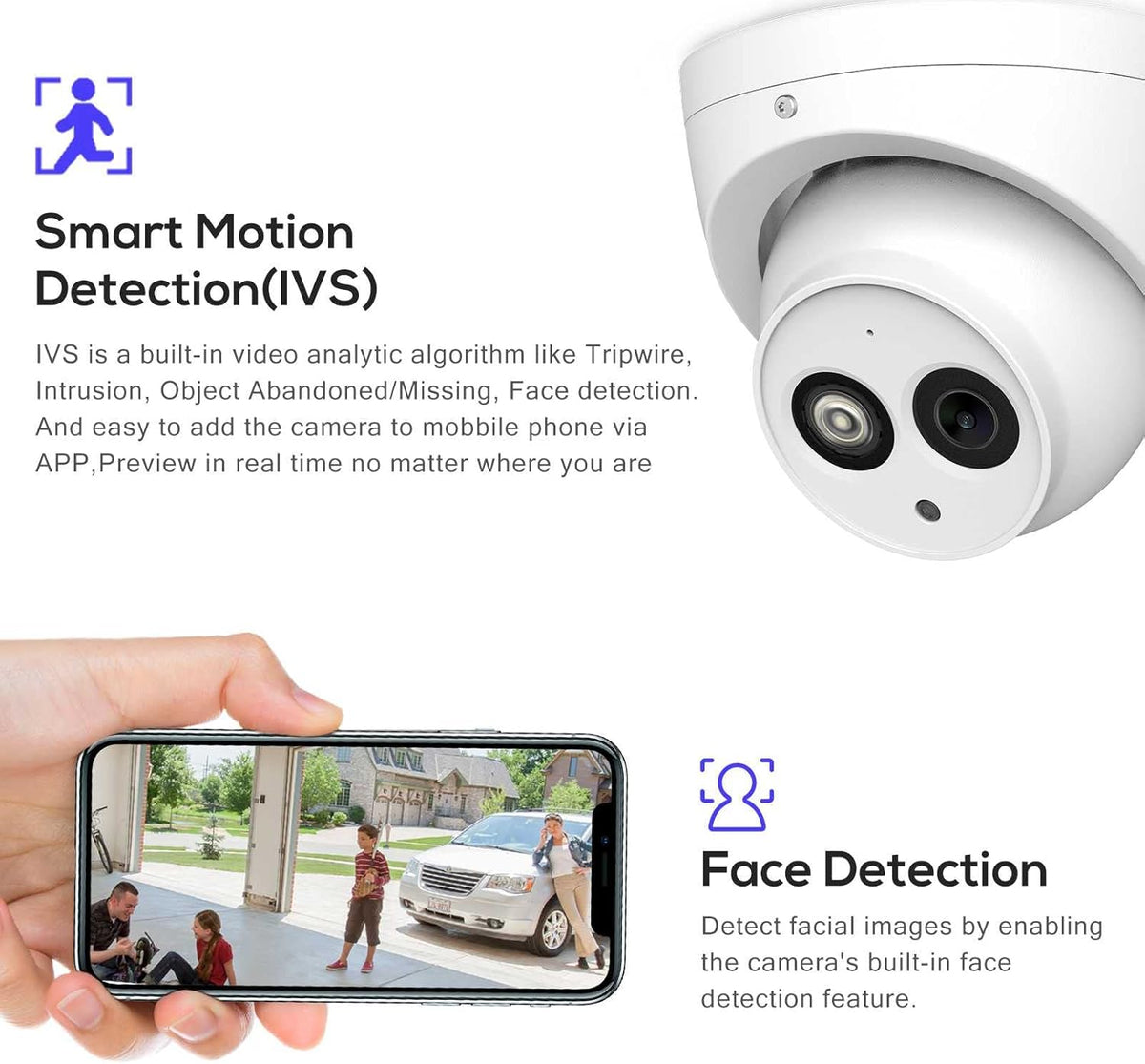 6MP PoE IP Security Camera Outdoor with Built-in-Mic, 3.6mm All-Metal Dome, 164ft IR Night Vision, IP67 H.265+ WDR 3D DNR X5804