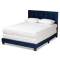 Blue Velvet Upholstered Queen Panel Bed X2826