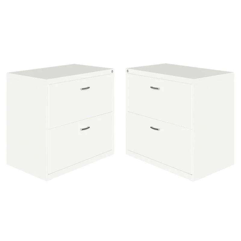 White 2 Drawer Metal Filing Cabinet Set of 2 S20857