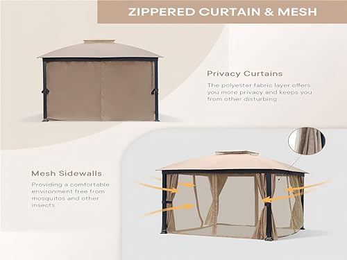 10x10 Heavy Duty Soft Top Gazebo with Metal Frame and Double Roof Canopy O280
