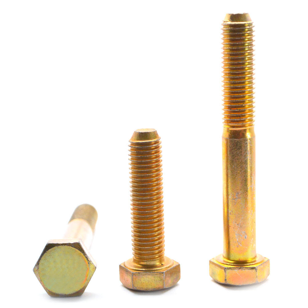 7/8x22-14 x 4x22 Fine Thread Grade 8 Hex Cap Screw - USA Alloy Steel Yellow Zinc Plated Y686