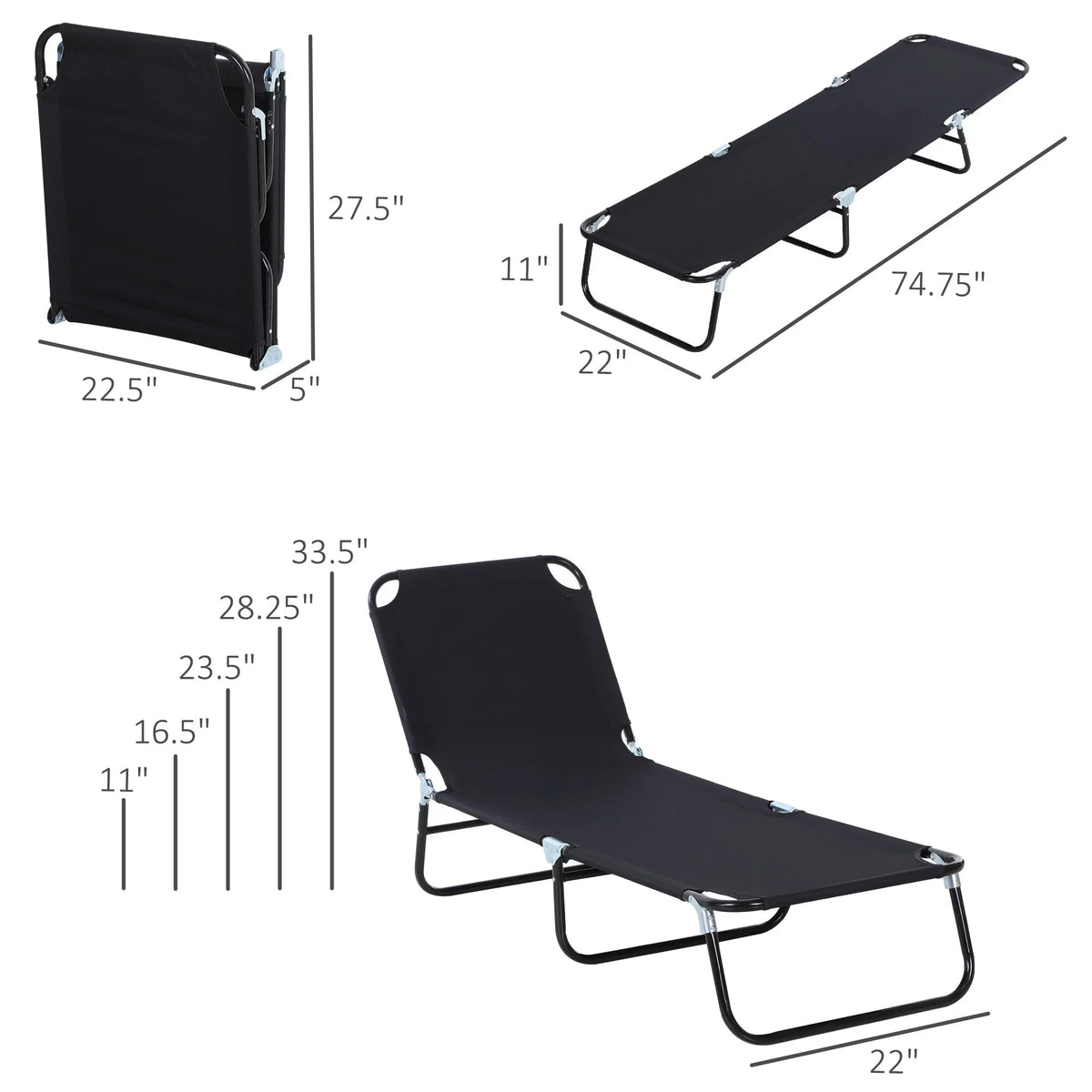 Adjustable Backrest Chaise Chair Lounger S841