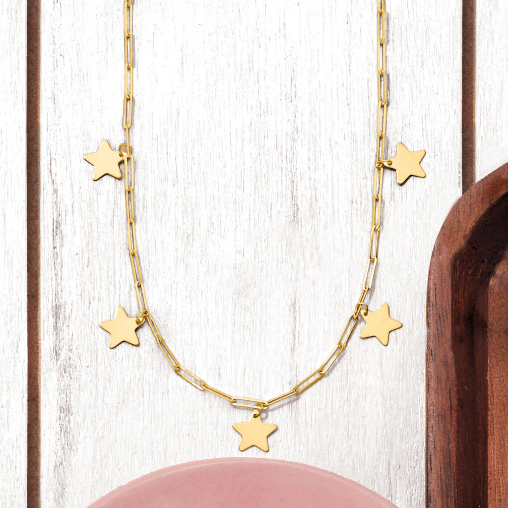 Italian 14kt Yellow Gold Star Necklace F889950