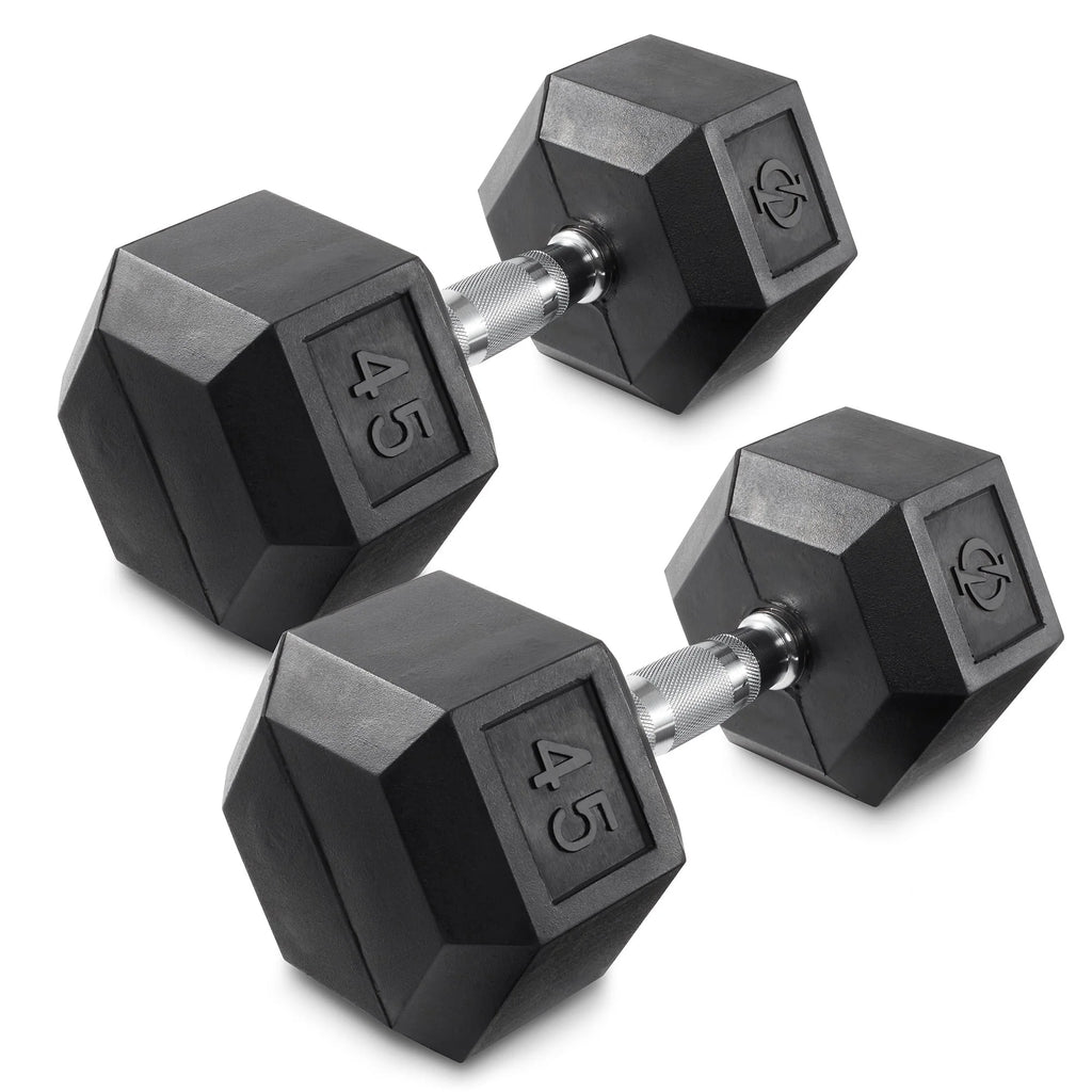 45 lb Rubber Coated Hex Dumbbell Pair D63654