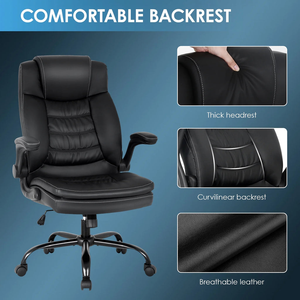 Black PU Leather Ergonomic High Back Office Chair with Lumbar Support K70630