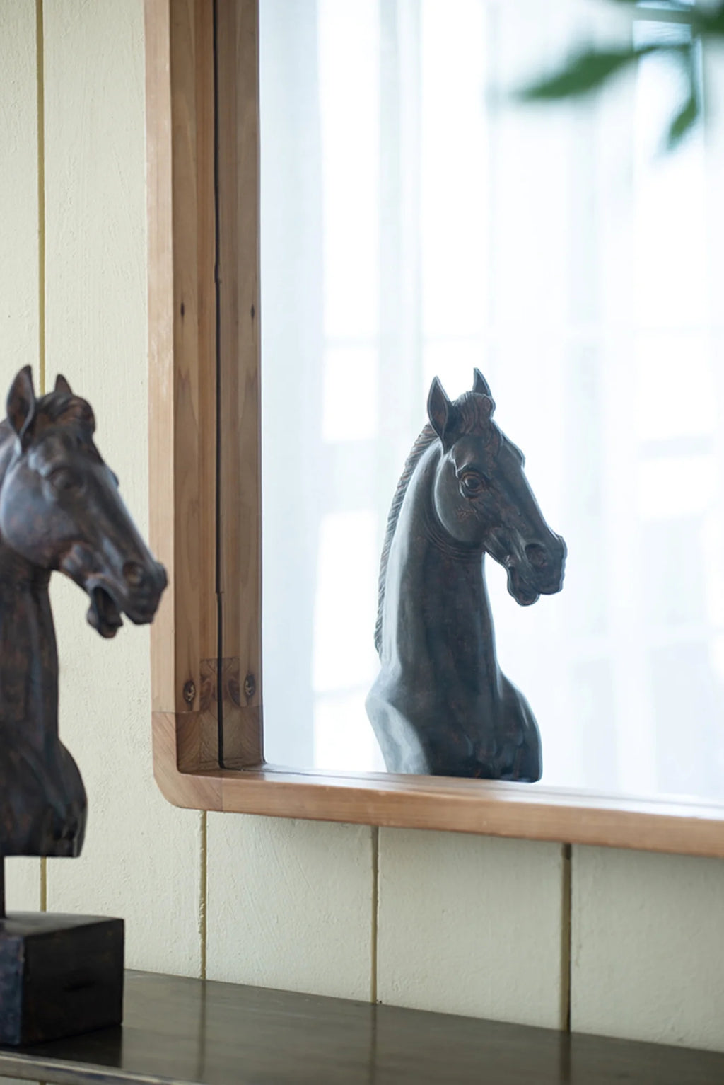 Wooden Square Wall Mirror E376172
