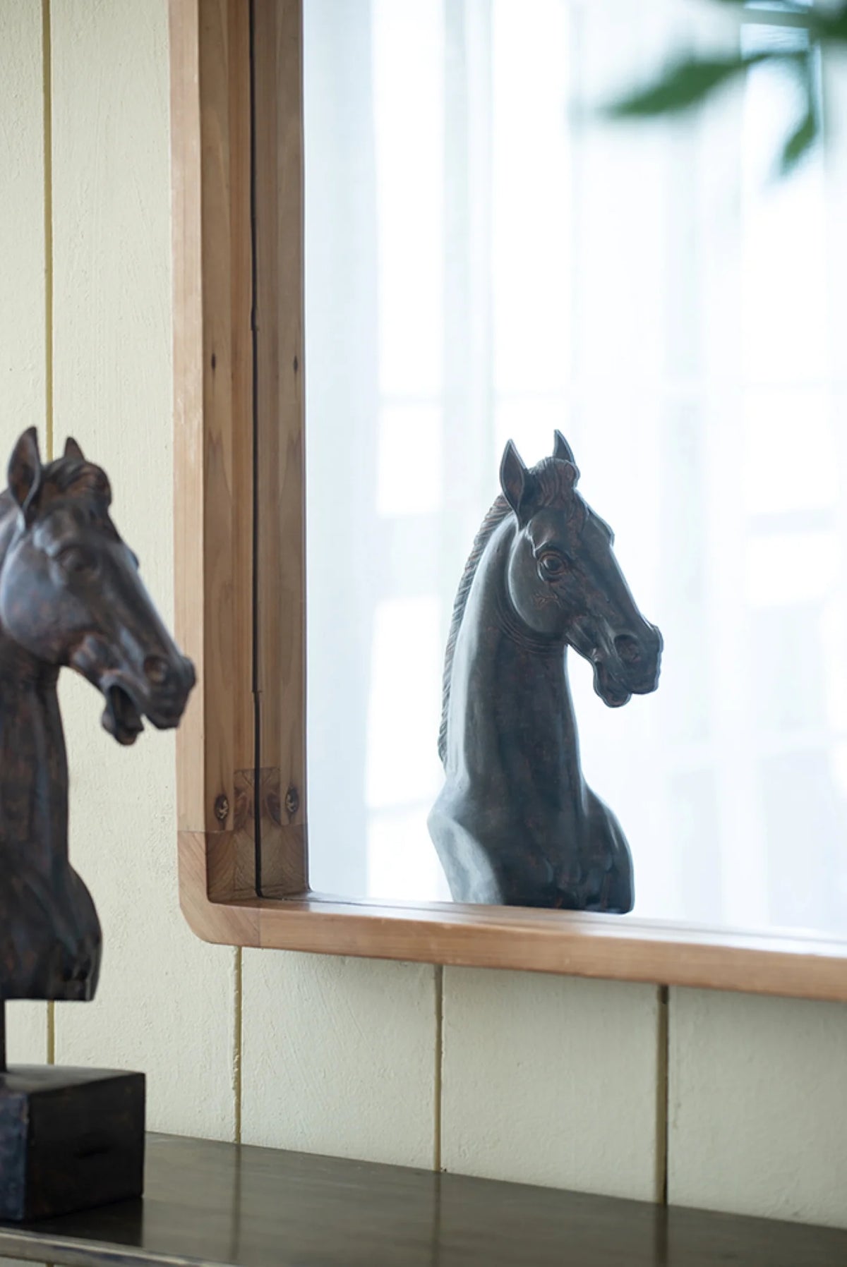 Wooden Square Wall Mirror E376172