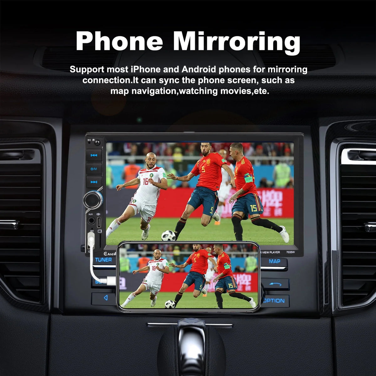 Double Din Car Stereo with 7 Touchscreen Bluetooth Rear Camera U88281
