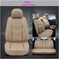 Beige Leather Car Seat Covers 5 Seats Full Set J829399