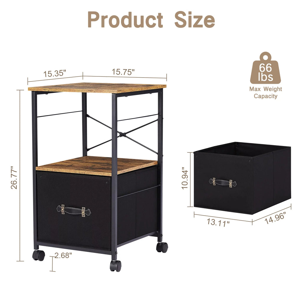 Brown 1 Drawer Mobile File Cabinet H517