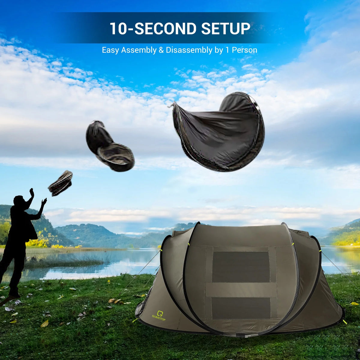 4-Person Waterproof Pop Up Camp Tent H16671
