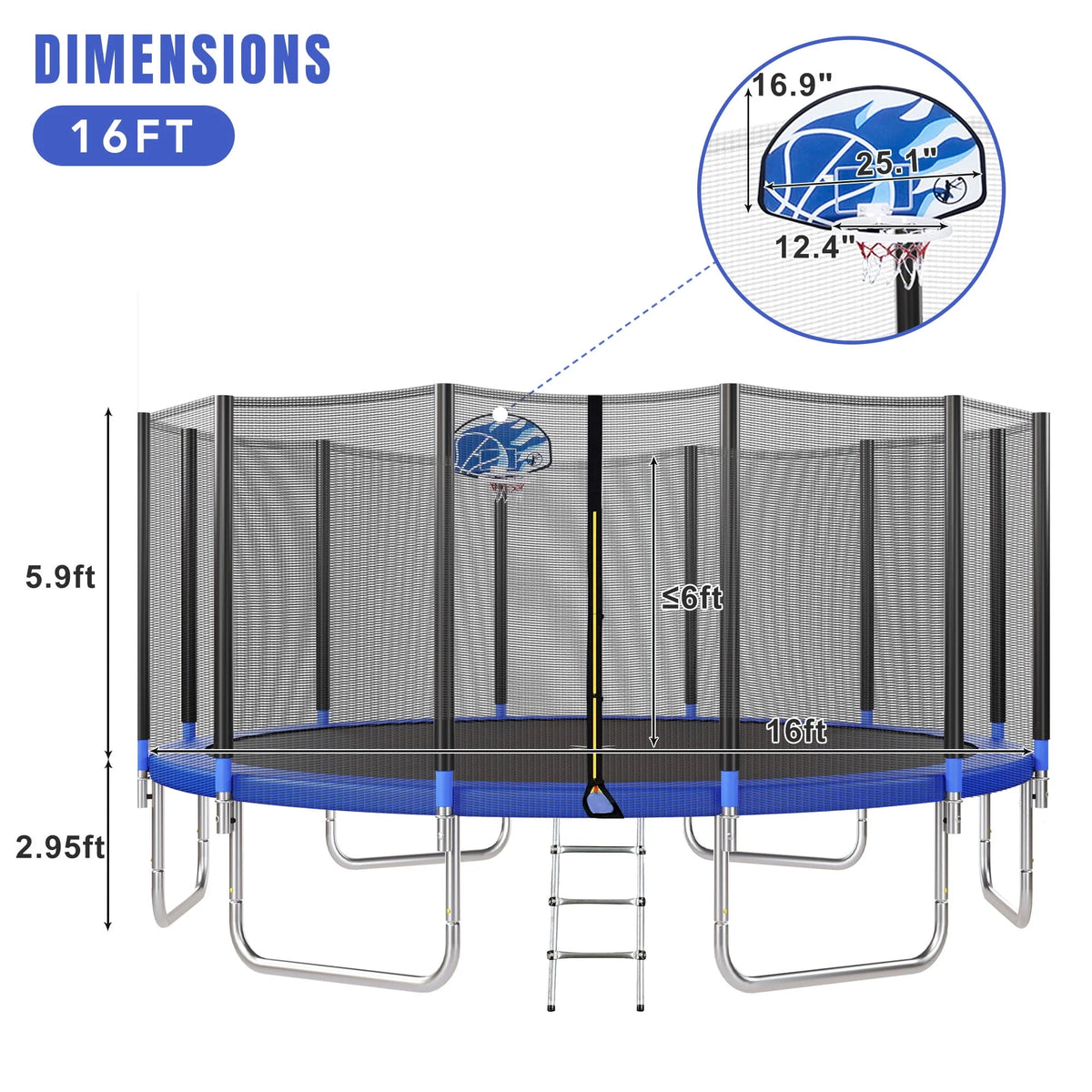 14FT Trampoline with Enclosure and Ladder V167