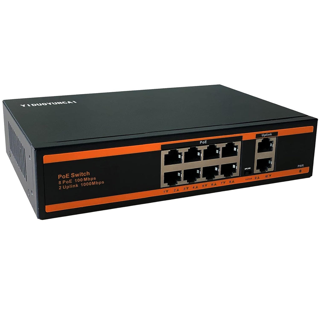 10 Port Gigabit PoE Switch, 8 Port PoE+ 1000Mbps, 2 Uplink Port, 150W, Metal, Fanless, Pack of 2 J135