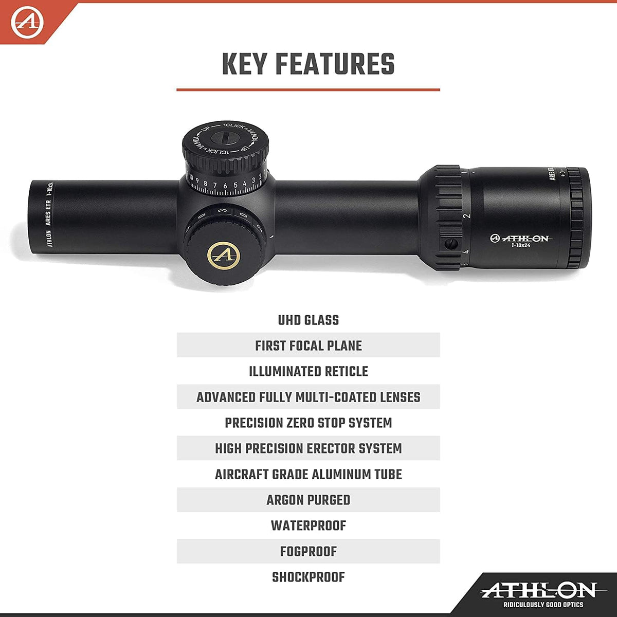 1-10x24 FFP IR MOA Riflescope with Lens Cleaning Pen E22783