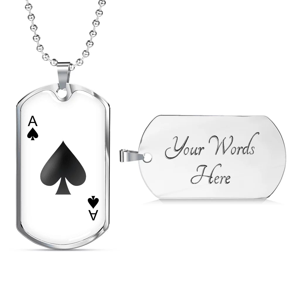 White Stainless Steel or 18k Gold Dog Tag Necklace K6178