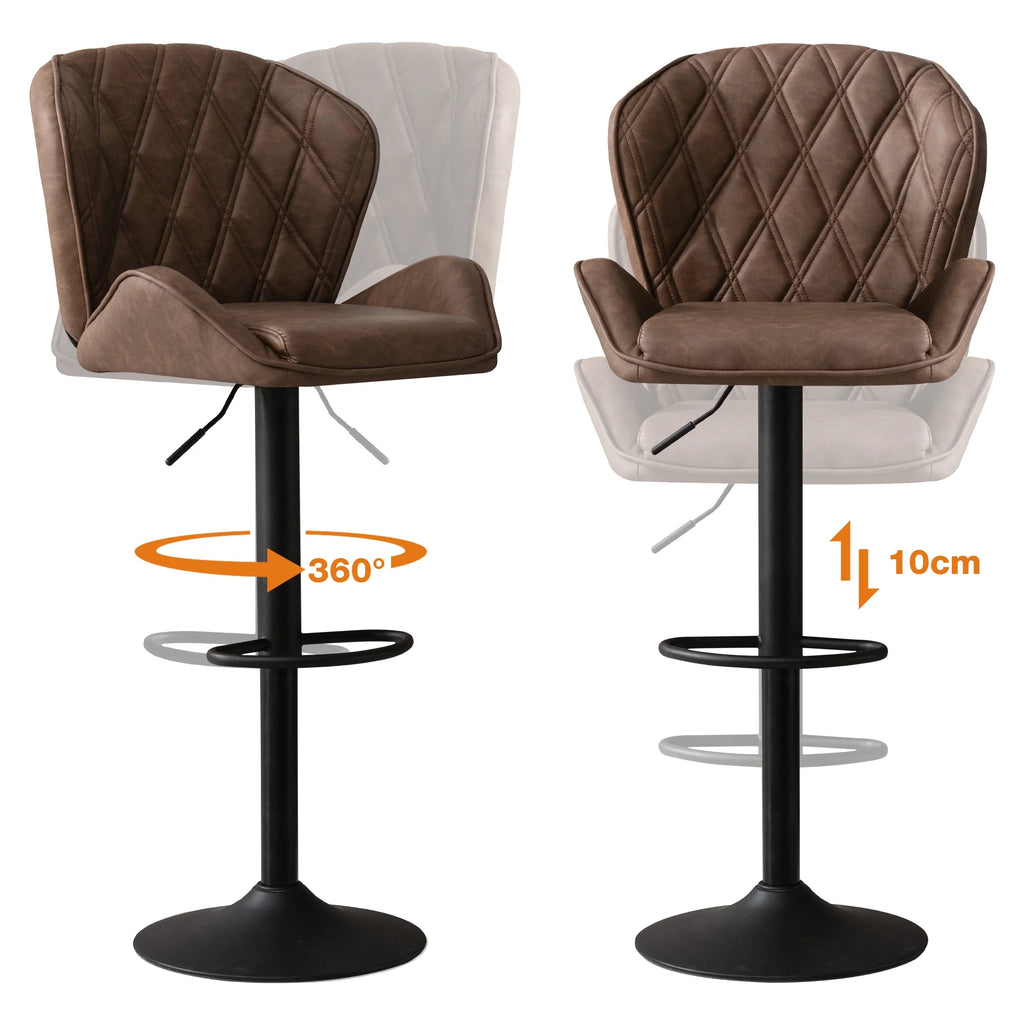 Brown Velvet Bar Stools Set of 2 with Armrest R93966