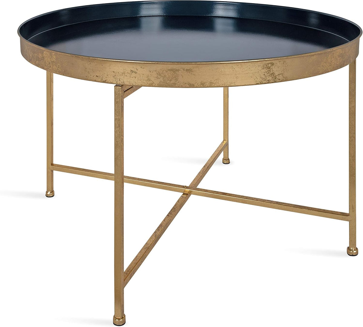White and Gold Leaf Round Metal Coffee Table L6648