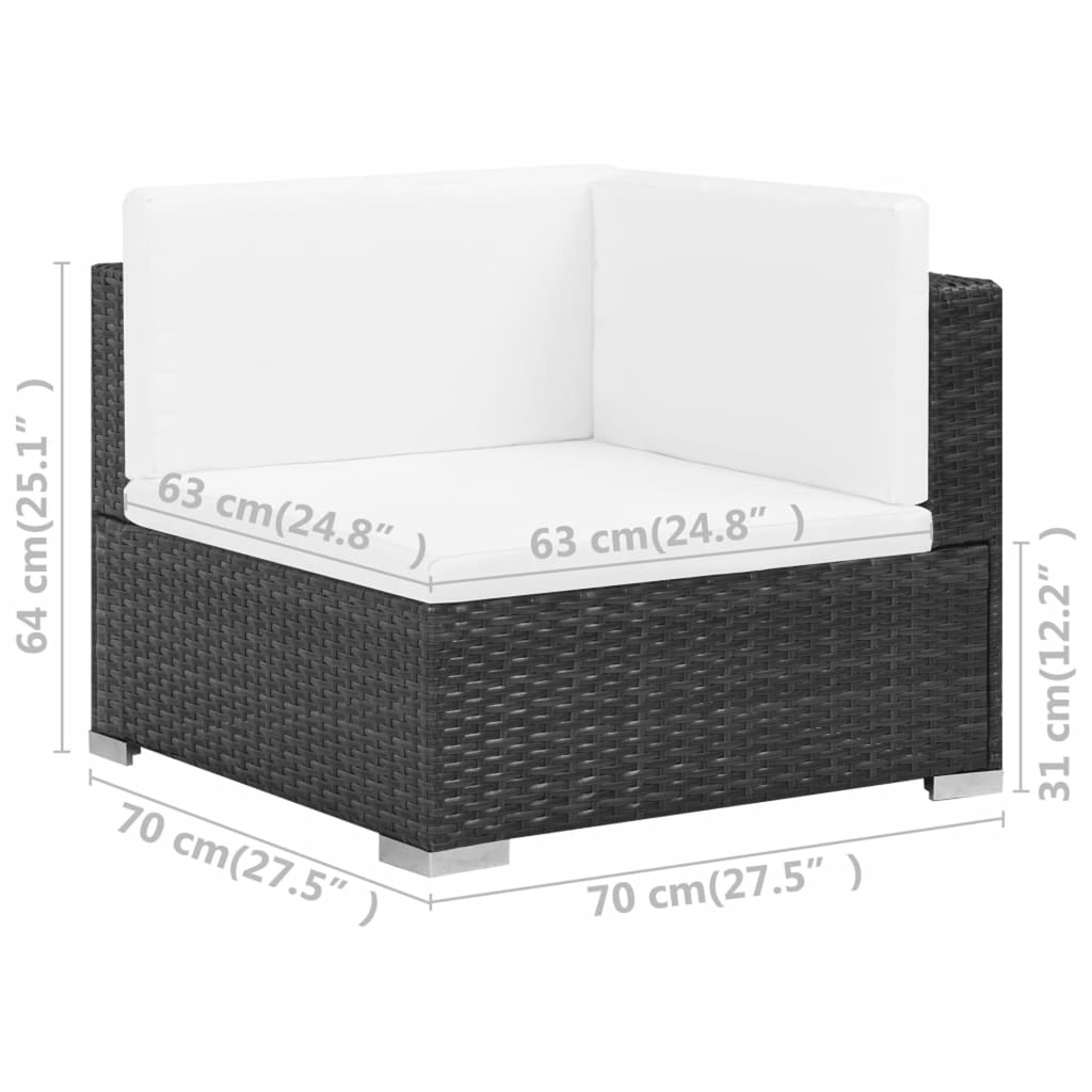 6 Piece White Cushioned Poly Rattan Patio Conversation Set with Coffee Table F235