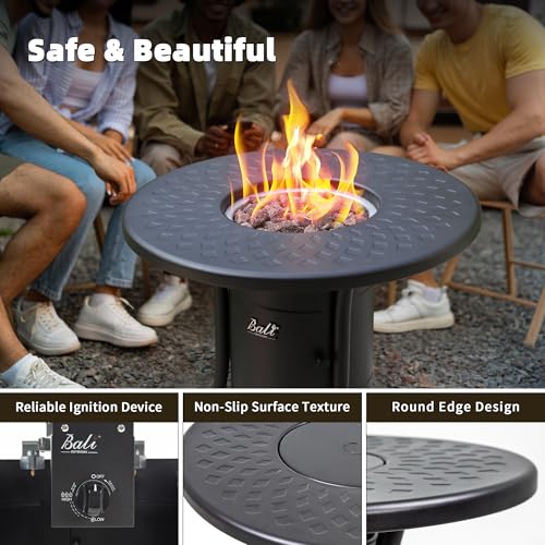26 inch Black Round Propane Fire Pit X7121