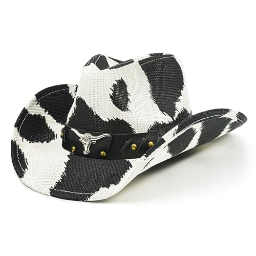 Cow Print Straw Cowboy Hat P684045