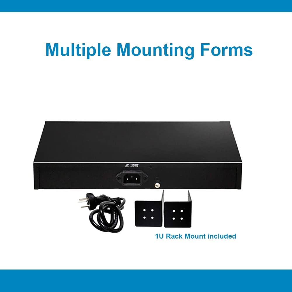 16 Port 10/100Mbps PoE Switch Unmanaged with 2 Gigabit Uplink Ports Q535
