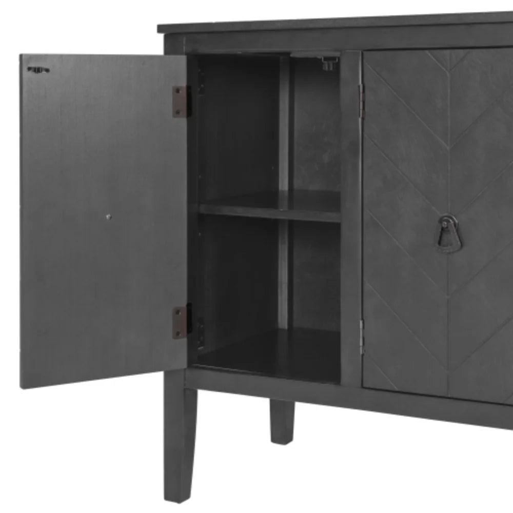 Antique Gray Wooden Accent Storage Cabinet with Adjustable Shelf Q76040