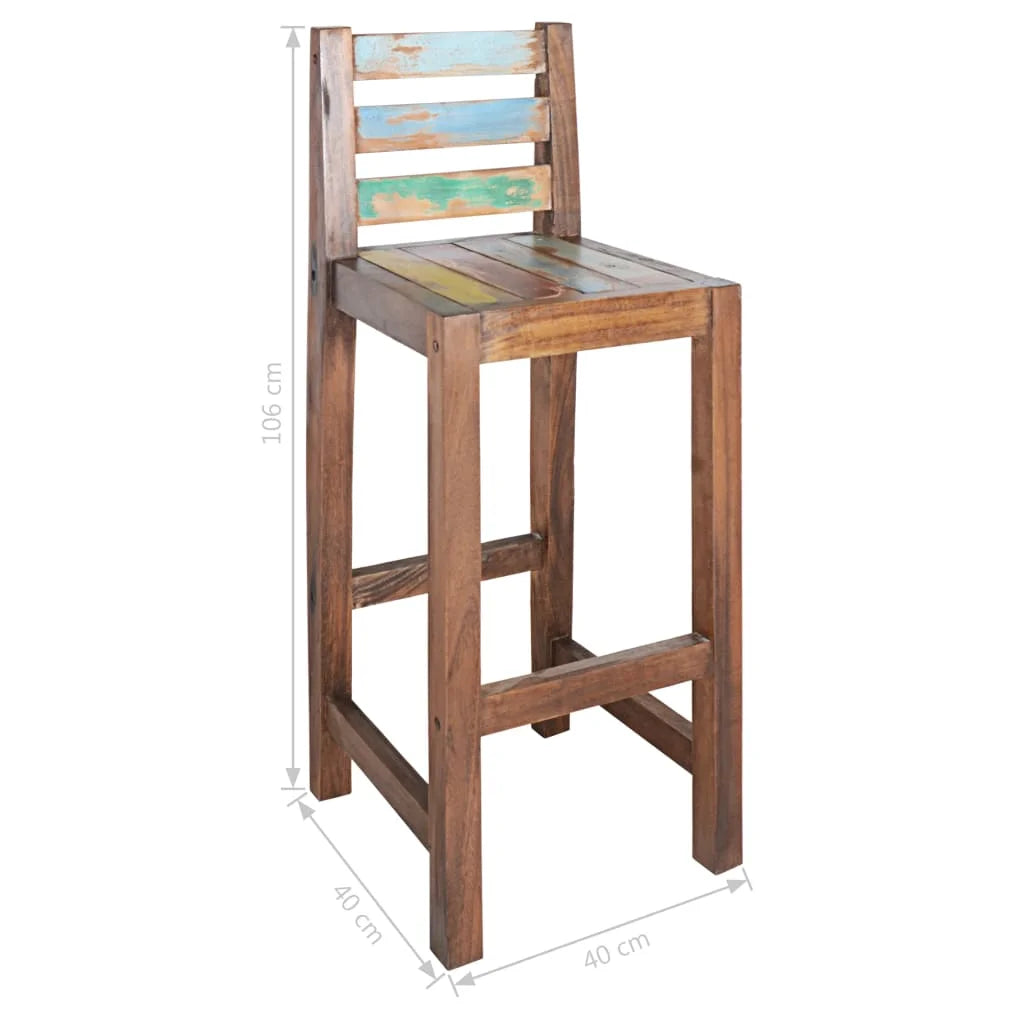 Solid Reclaimed Wood Bar Stools 2 pcs W95428