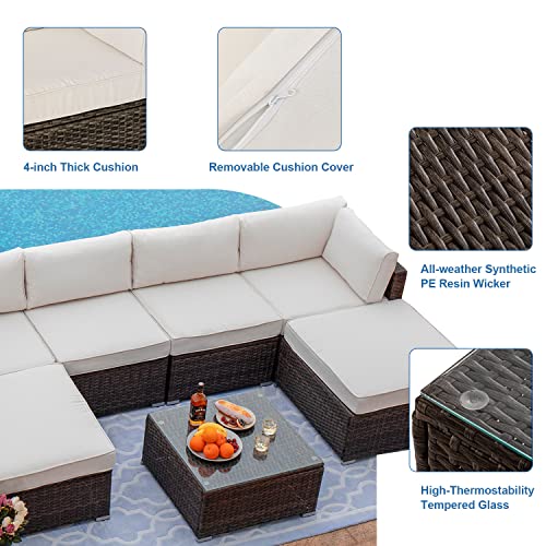 9 Piece Wicker Sectional Sofa with Propane Firepit Table P17913
