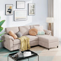 Convertible Sectional Sofa Couch, 3 Seat L Shaped Sofa with Removable Pillows Linen Fabric (Gray) K260806