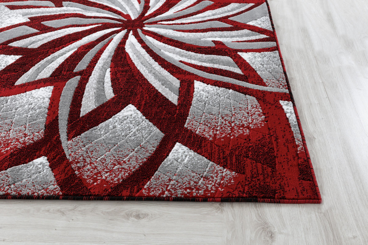 Red Geometric Modern Area Rug M817828