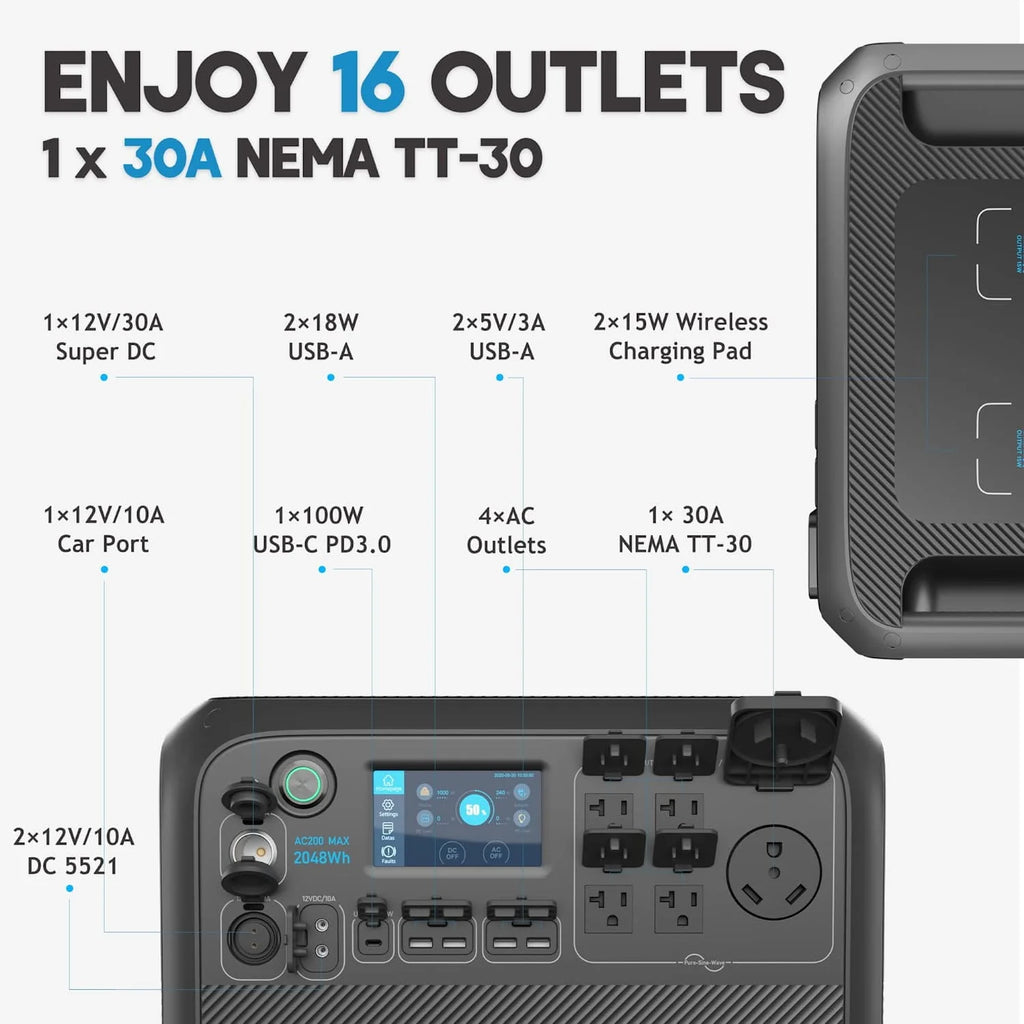 Portable Power Station with External Battery Module and 350W Solar Panel H573818