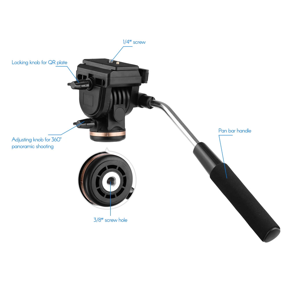 Fluid Drag Pan Head Tripod with Quick Release Plates 1/4 Inch M701