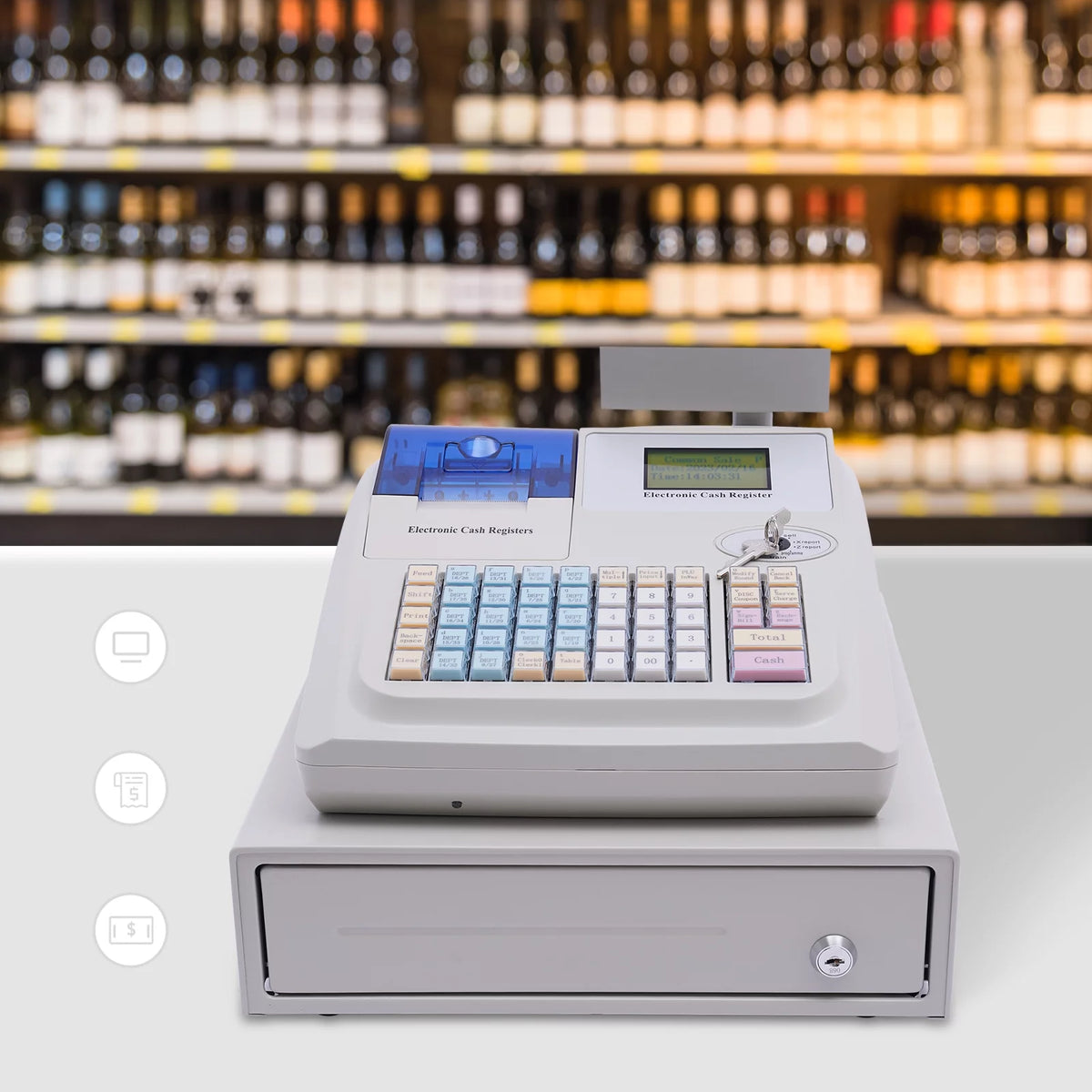 48 Keys Electronic Cash Register with Drawer Box Z443768