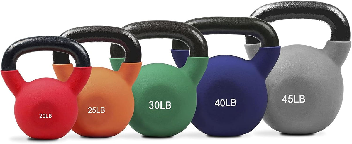 Neoprene Coated Solid Cast Iron Kettlebell 20 25 30 35 40 45 50 LB, Pack of 2 B21237